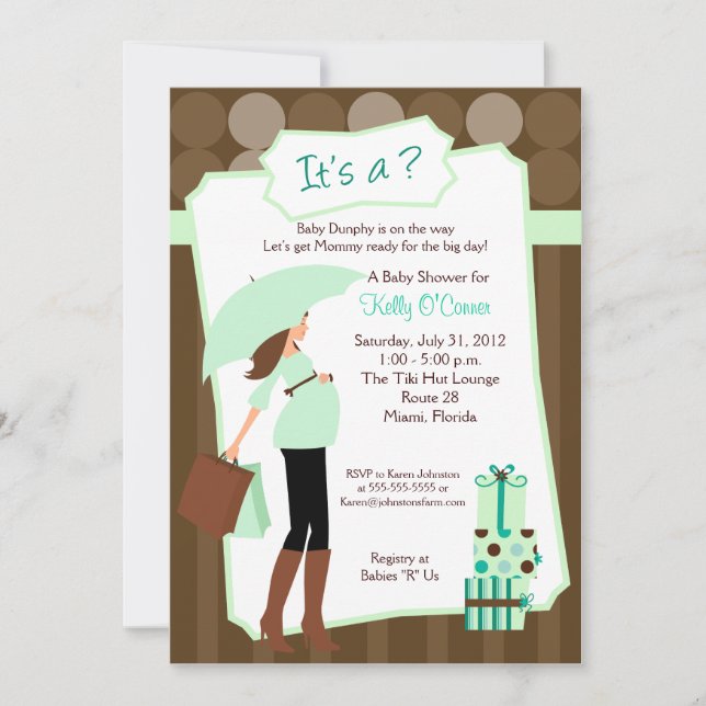 Modern Mom Baby Shower Invitation - Boy or Girl (Front)