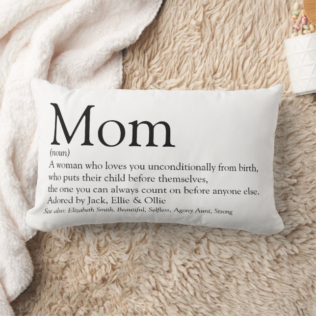 Modern Mom Black and White Definition Quote Lumbar Lumbar Pillow (Blanket)