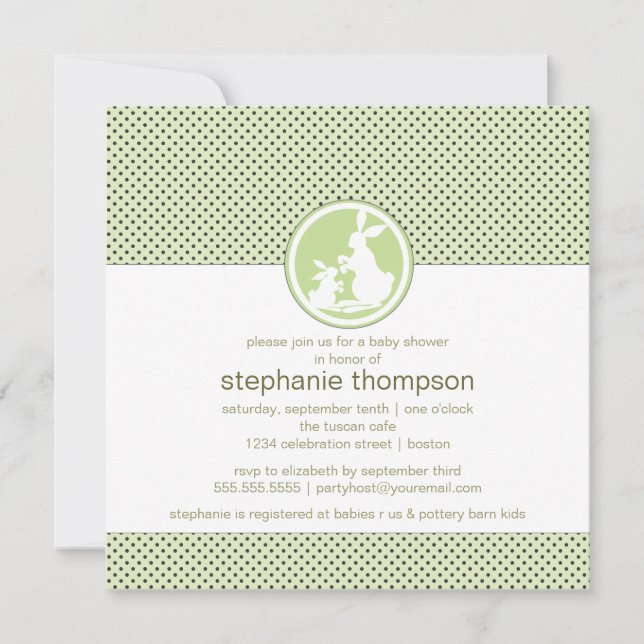 Modern Mom Bunny & Baby Baby Shower Invitation (Front)