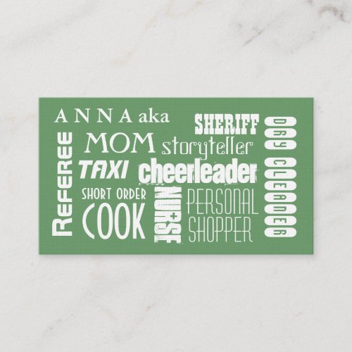 Modern Mom calling card green Business Cards