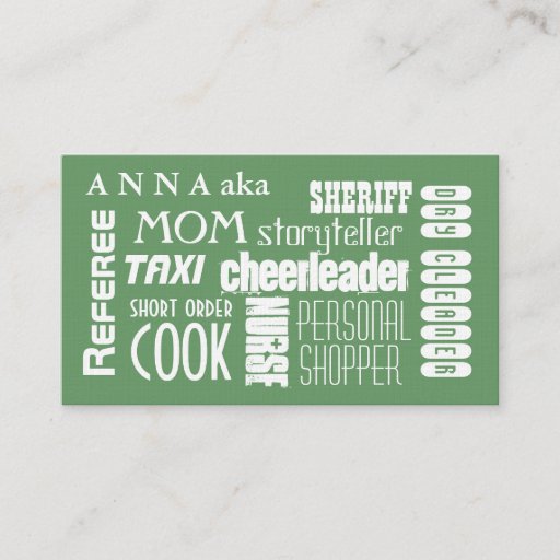 Customizable Modern Mom calling card green Business Cards