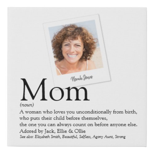 Modern Mom Definition Quote Fun Photo Faux Canvas 