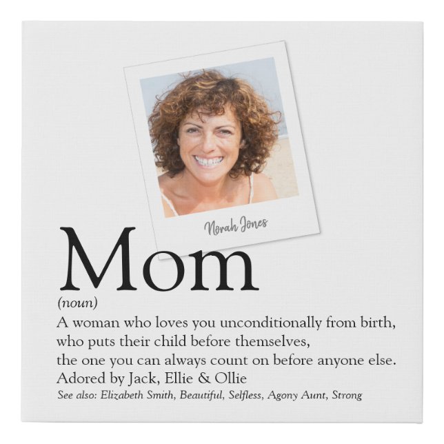 Modern Mom Definition Quote Fun Photo Faux Canvas  (Front)