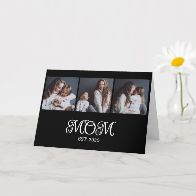 Modern Mom Established 3 Photo Mother's Day  Card (Small Plant)