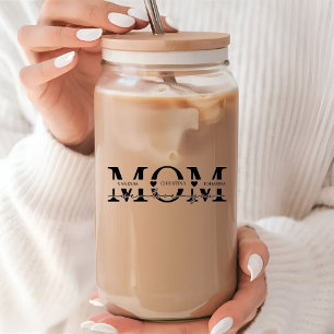 Modern Mom Kids Names Mother's Day Can Glass
