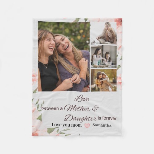 Modern Mom Mother Daughter Quotes 4 Photo Collage  Fleece Blanket