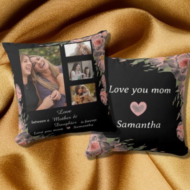 Modern Mom Mother Daughter Quotes 4 Photo Collage  Throw Pillow (Creator Uploaded)