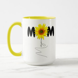 Modern Mom Name   Sunflower Mug   Monogram Mug