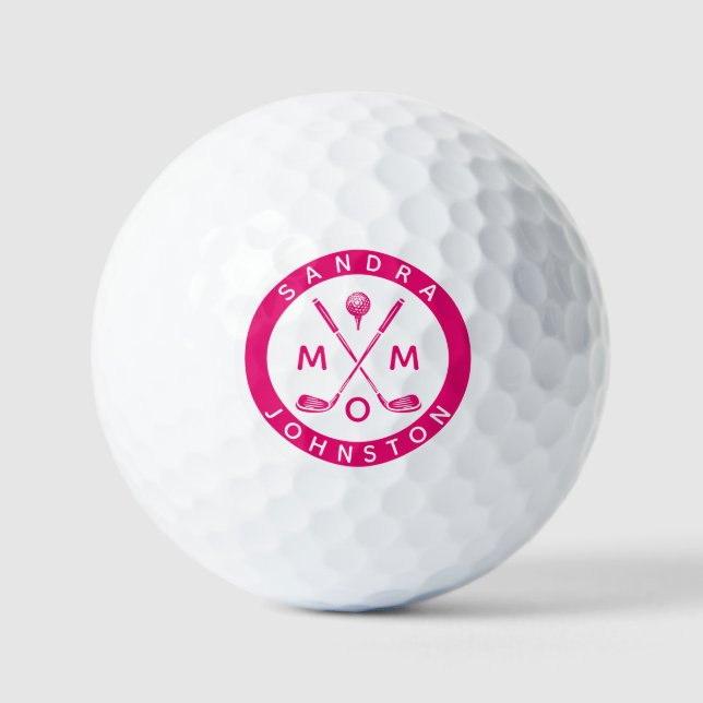 Modern Mom Personalized Name Golf Lover Clubs  Golf Balls (Front)