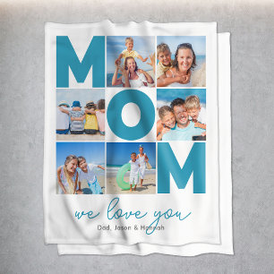 Modern Mom Personlized 6 Photo Collage Fleece Blanket
