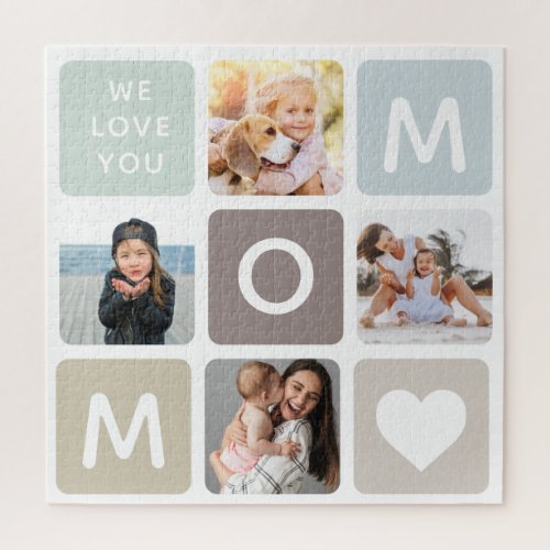 Modern MOM Photo Collage Mothers Day Cute Family Jigsaw Puzzle