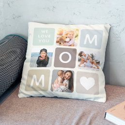 Modern MOM Photo Collage Mother&#39;s Day Cute Family Throw Pillow
