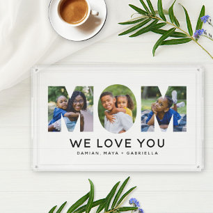 Modern Mom Photo Letter We Love You Acrylic Tray
