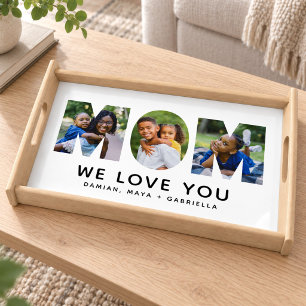 Modern Mom Photo Letter We Love You Mothers Day Serving Tray