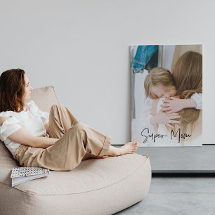 Modern Mom Photo & Super Mom Text   Gift For Mom Canvas Print