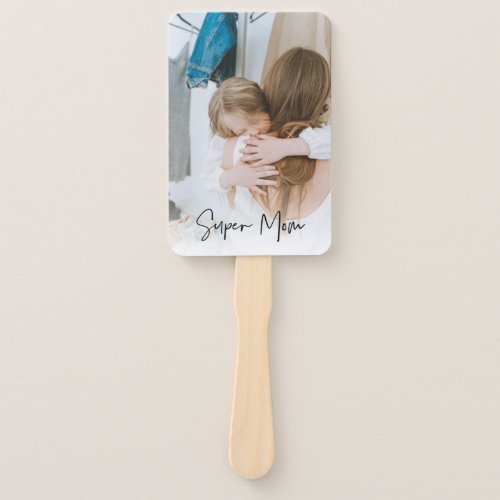 Modern Mom Photo  Super Mom Text  Gift For Mom Hand Fan
