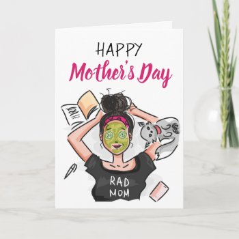 Modern Mom Relaxing On Mother's Day Card by DippyDoodle at Zazzle