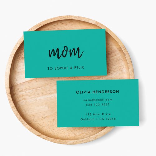 Modern Mom  Teal Green Mommy Contact Card