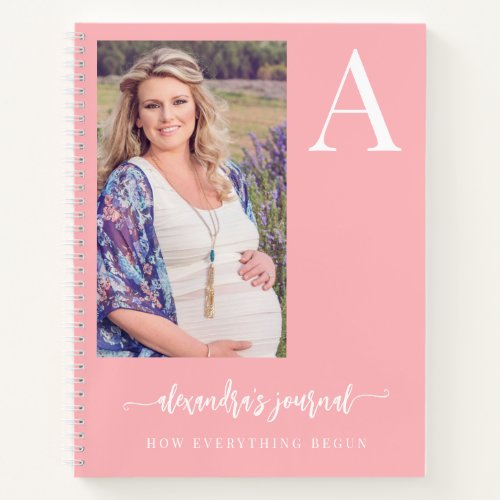 Modern mom to be photo personalized journaling notebook