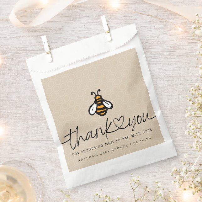 Modern Mom-To-bee Baby Shower Favor Bag (Clipped)
