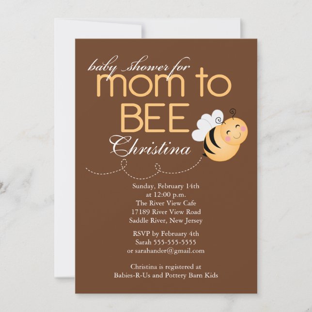 Modern Mom to Bee Baby Shower Invitation (Front)