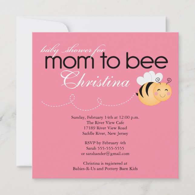 Modern Mom to Bee Baby Shower Invitation (Front)