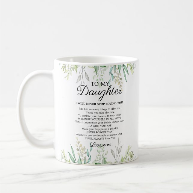 Modern Mom To Daughter Encouragement Leaf Coffee Mug (Left)