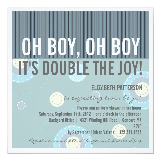Modern Mom Twin Boy Baby Shower Invitation Zazzle Modern Mom Twin Boy Baby Shower
