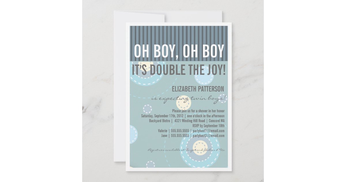 Modern Mom Twin Boy Baby Shower Invitation | Zazzle