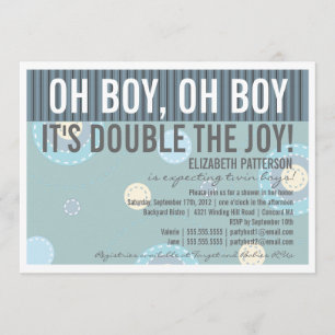 Modern Mom Twin Boy Baby Shower Invitation