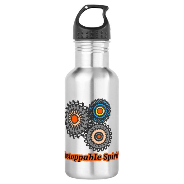 Modern Momentum Design Stainless Steel Water Bottle (Front)