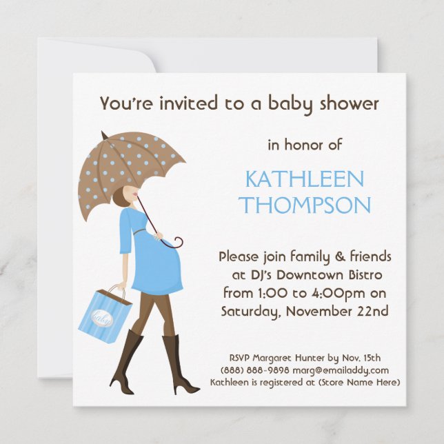 Modern Mommy Baby Bump BOY Shower Party Invitation (Front)