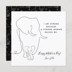 Modern Mommy Elephant Line Art Mother's Day Card