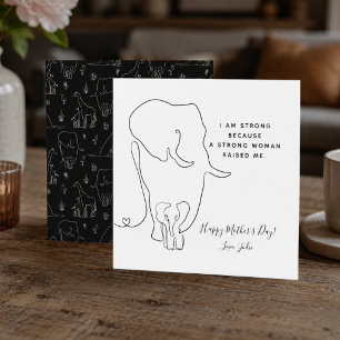 Modern Mommy Elephant Line Art Mother's Day Card