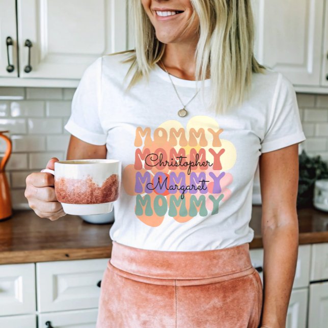 Modern Mommy Kids Names Mother's Day Gift  T-Shirt (Creator Uploaded)