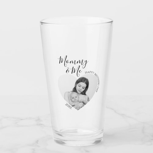 Modern Mommy  Me  Heart Photo Glass