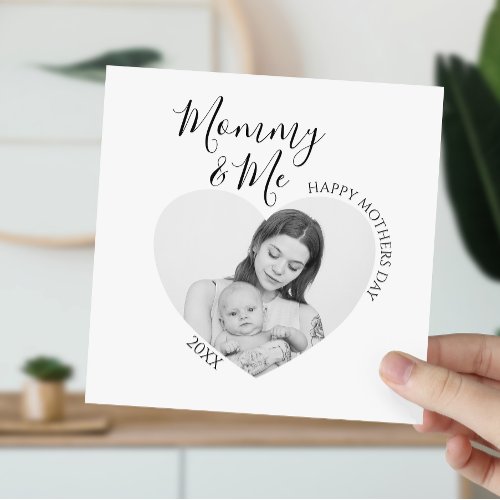 Modern Mommy  Me  Heart Photo Holiday Card
