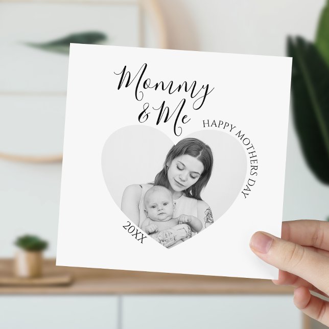 Modern Mommy & Me | Heart Photo Holiday Card (Creator Uploaded)