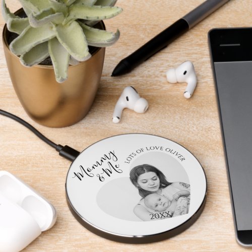 Modern Mommy  Me  Heart Photo Wireless Charger