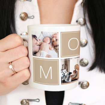 Modern Mommy Photo Collage Custom Giant Coffee Mug by TrendItCo at Zazzle