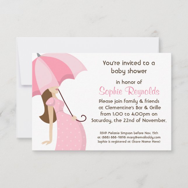 Modern Mommy Pink Baby Shower - Girl Invitation (Front)