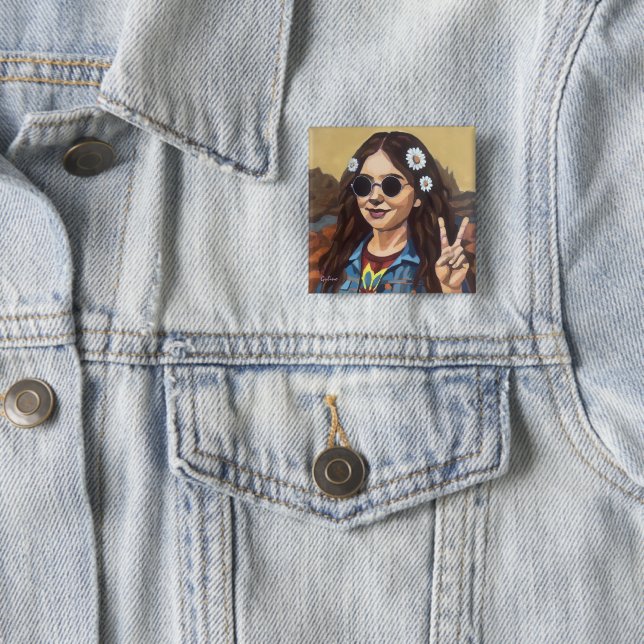 Modern Mona Lisa Painting - da Vinci Inspired Art Button (In Situ)