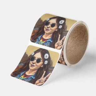Modern Mona Lisa Painting - da Vinci Inspired Art Square Sticker