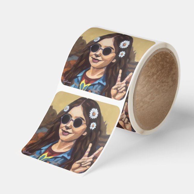 Modern Mona Lisa Painting - da Vinci Inspired Art Square Sticker (Roll)