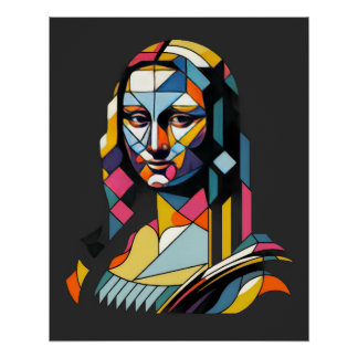 Modern Mona Lisa Stained Glass Style Poster