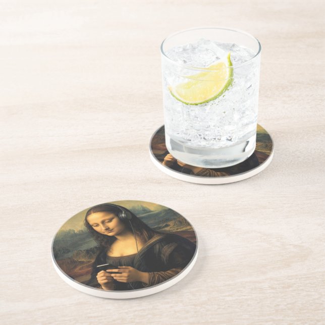 Modern Mona Lisa with Smartphone Coaster (Side)