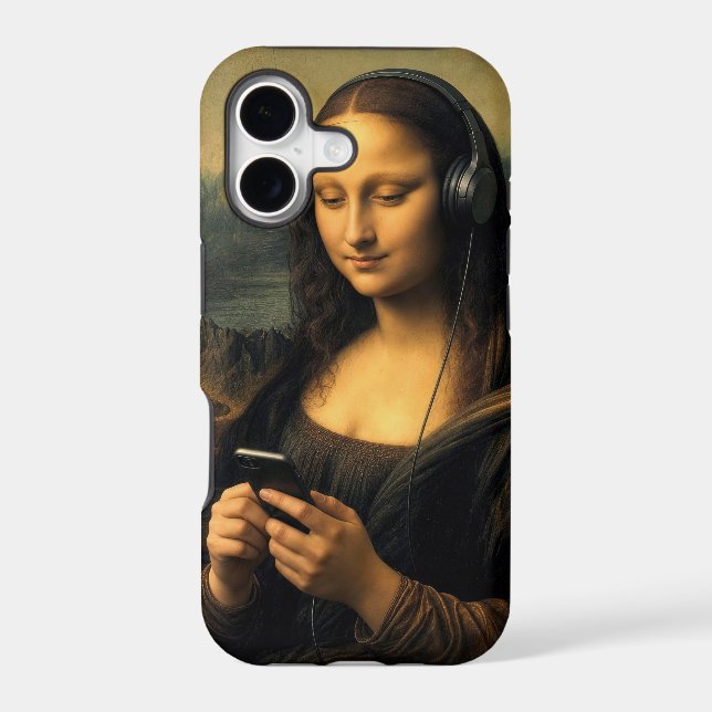 Modern Mona Lisa with Smartphone iPhone Case (Back)