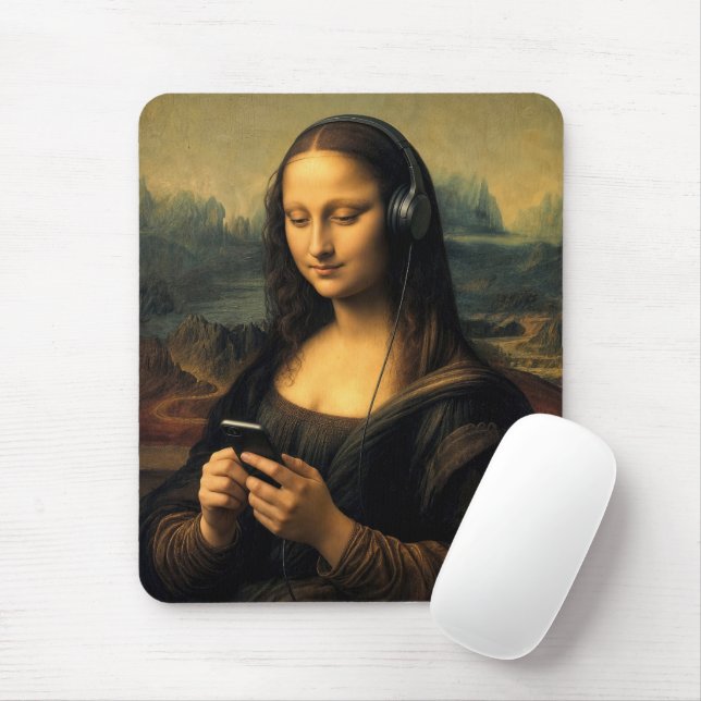 Modern Mona Lisa with Smartphone Mouse Pad (With Mouse)