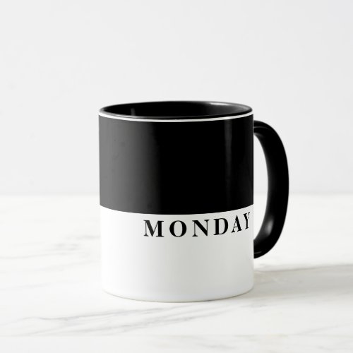 Modern Monday Black Line Funny Quote Mug