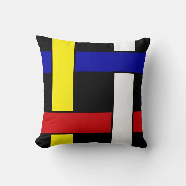 Modern Mondrian Inspired  Abstract Art Throw Pillow (Front)
